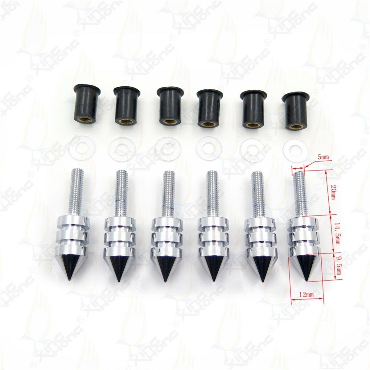 Chrome Spike Windscreen Bolts Screws Kit 6pcs Fit For Suzuki GSXR 1000 03 04