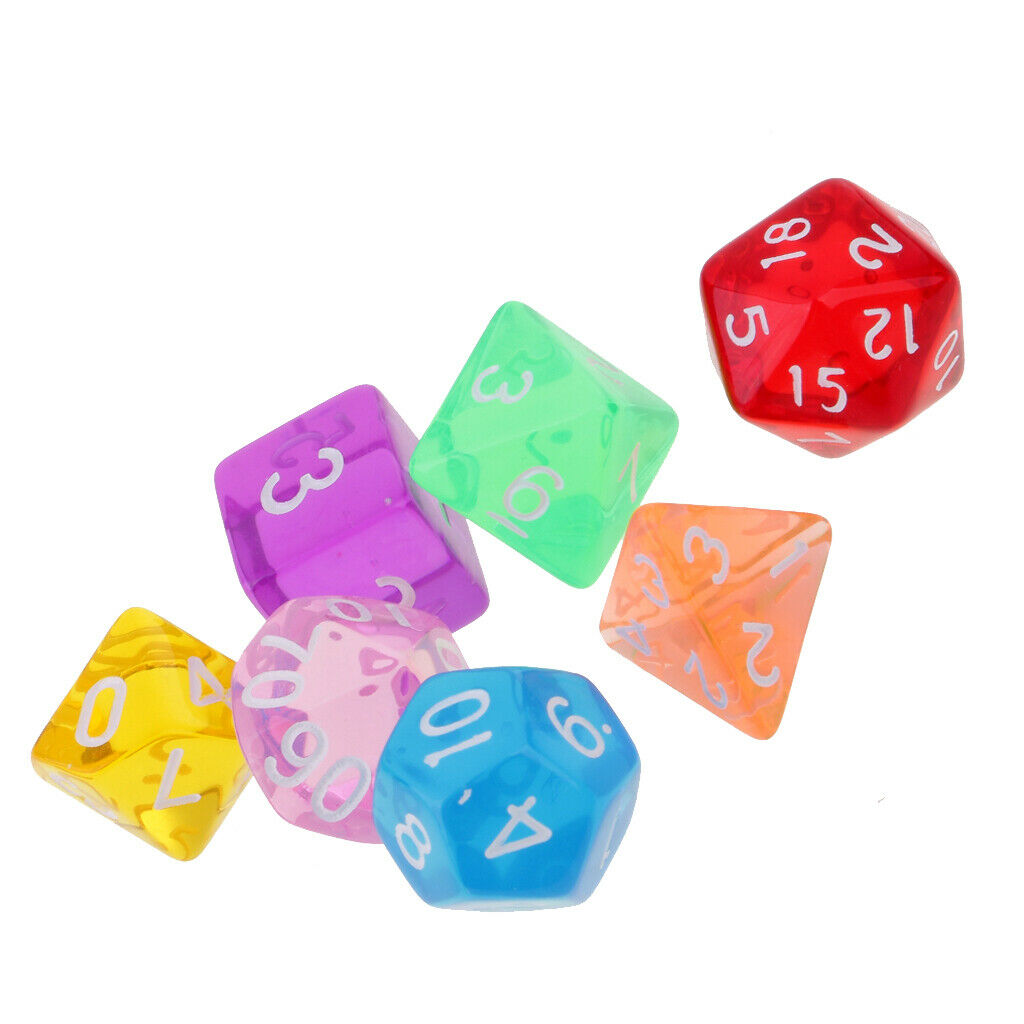 7PCS Transparent Multi-side Dices D4-D20 Die Set for Kids Math Teaching #3