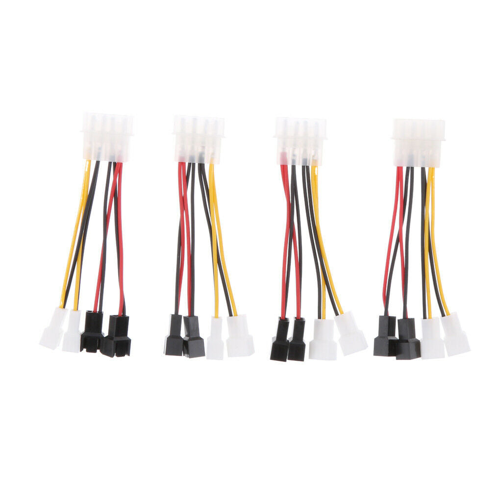 4pieces 4-Pin  to 4x 3-Pin 5V & 12V Fan Power Connectors Adapter Cable