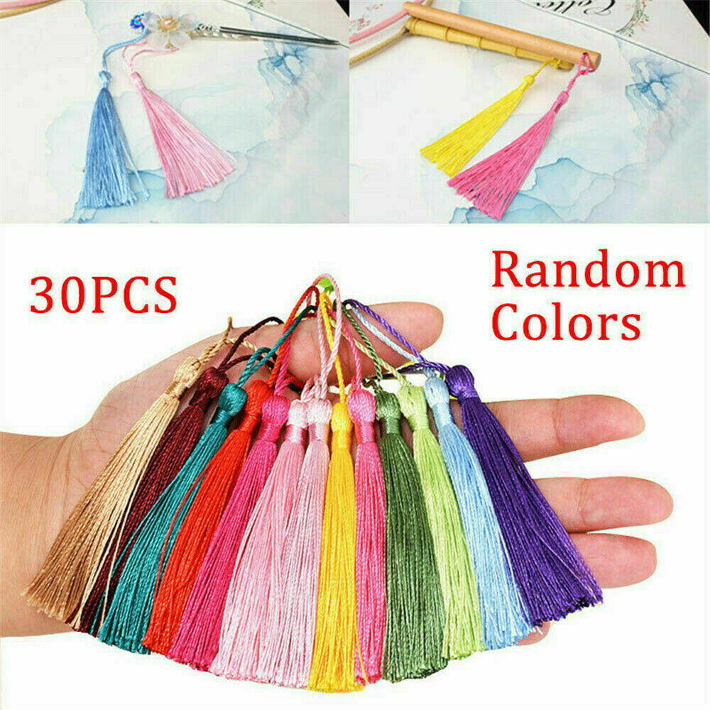 Lot of 30 Silky Tassel Crafts For Souvenir Bookmarks Jewelry Making Accessories