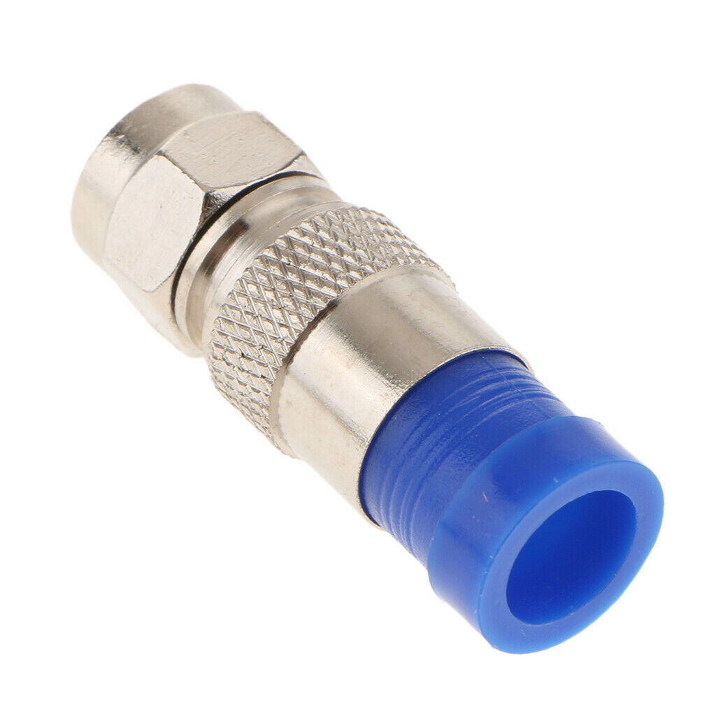 10Pcs RG6 Quad Shield Coaxial F Connector Adapter Compression Fittings Blue