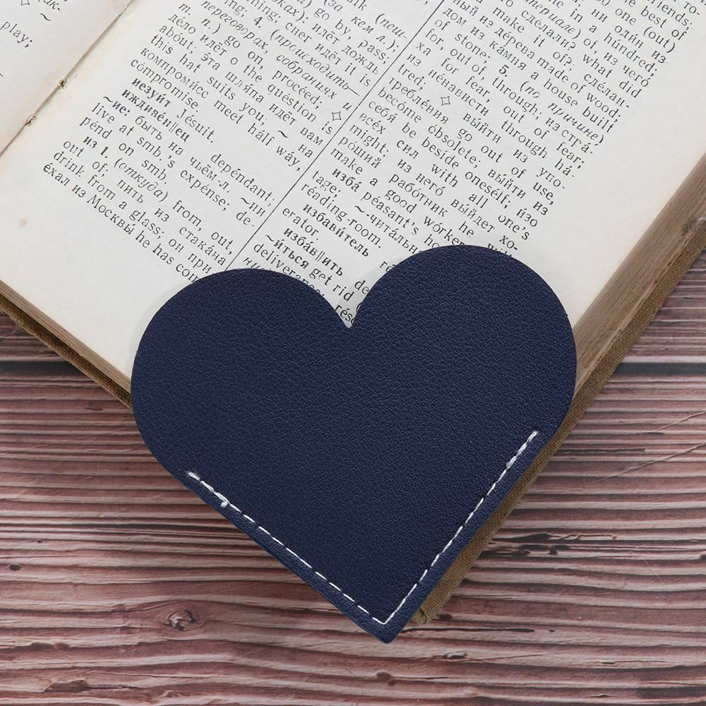 Handmade Love Heart Corner Protective Cover Leather Bookmark Book Page Clip