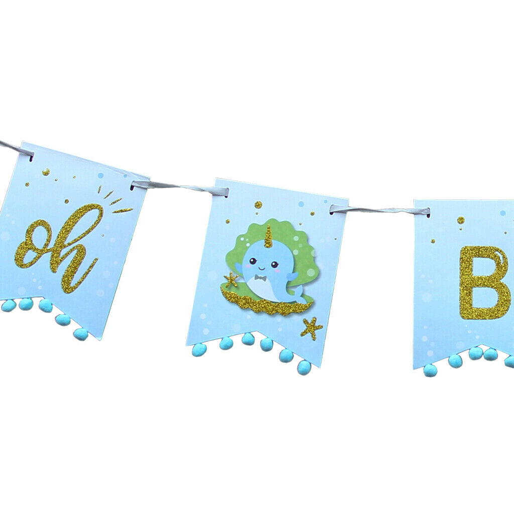 Shark Series Paper Banner Birthday Bunting Children Garland Hanging Decor