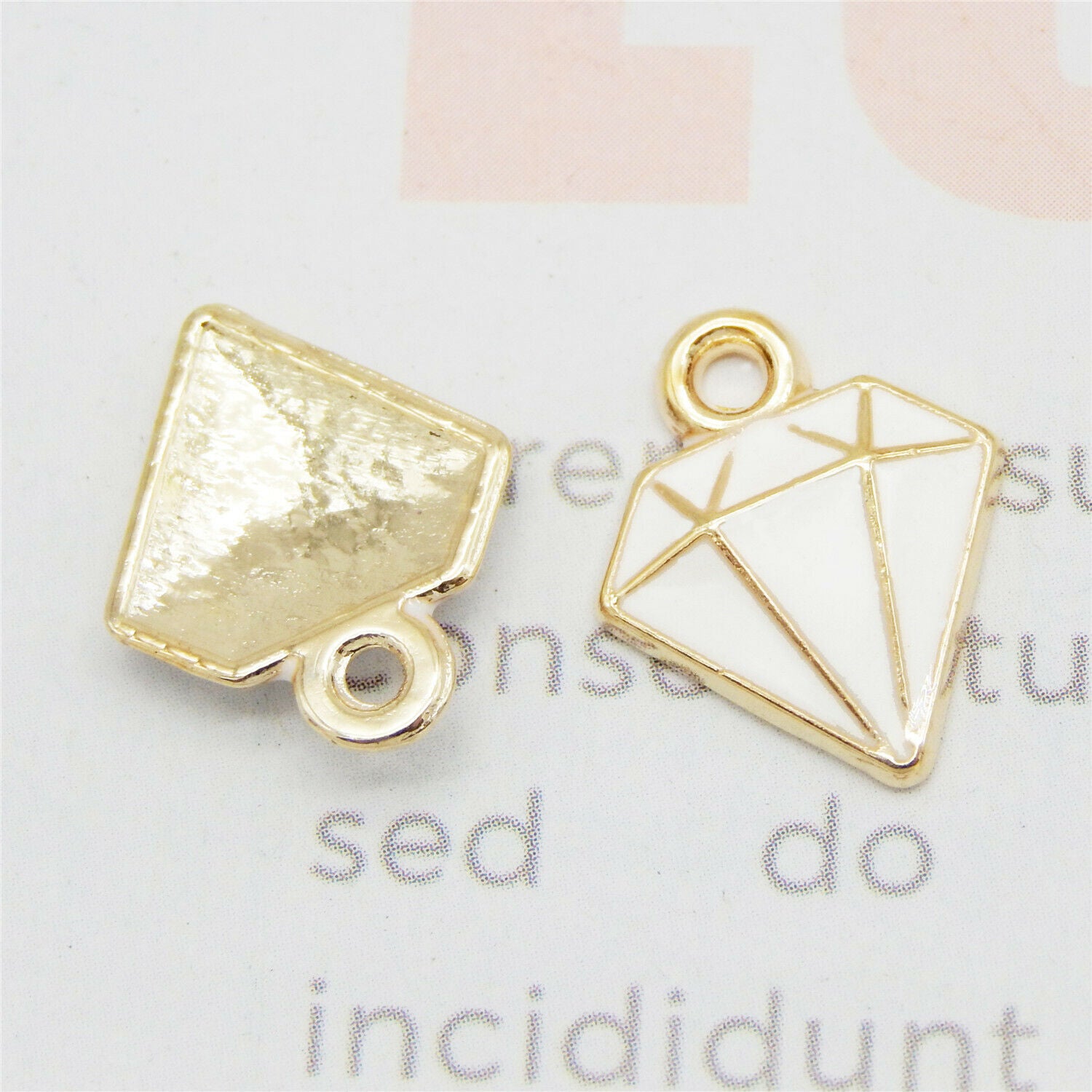20 pcs Metal Enamel Charm Diamond Shape Pendant Drop Dangle Alloy Craft 15*12mm