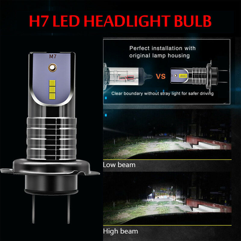 Mini H7 LED Headlight Kit Bulbs 100W 26000LM 360Â° beam pattern 6000K Universal