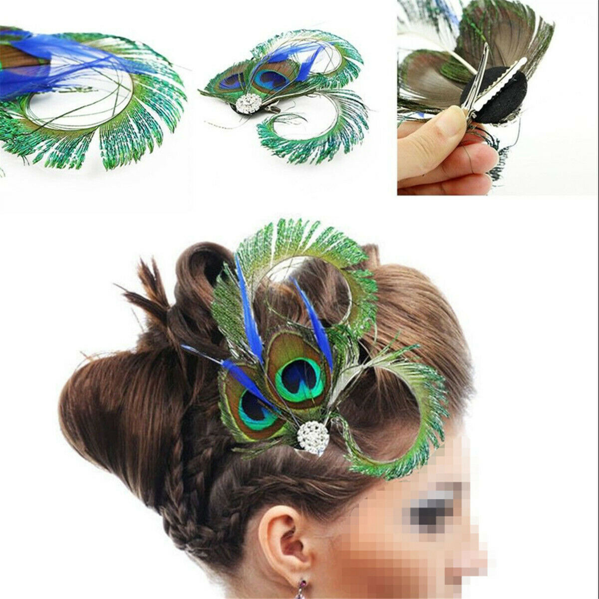 Banquet Headwear Peacock Feather Fascinator Hair Clip Wedding Party Headpiece