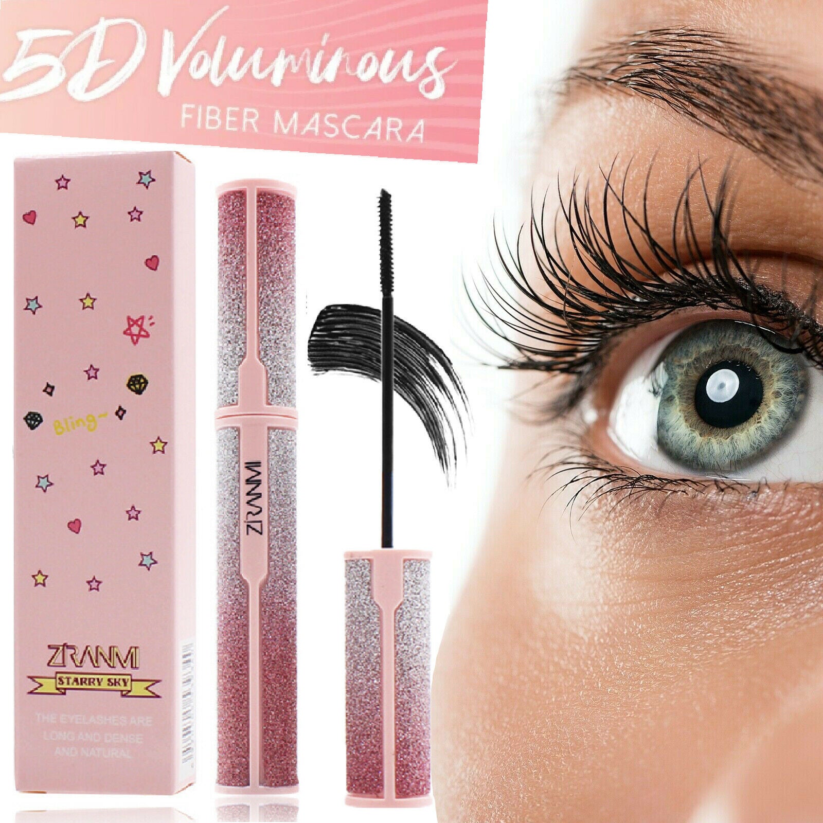 Vivid Galaxy Waterproof Mascara 5D Voluminous Fiber Lashes Lengthening Mascara..