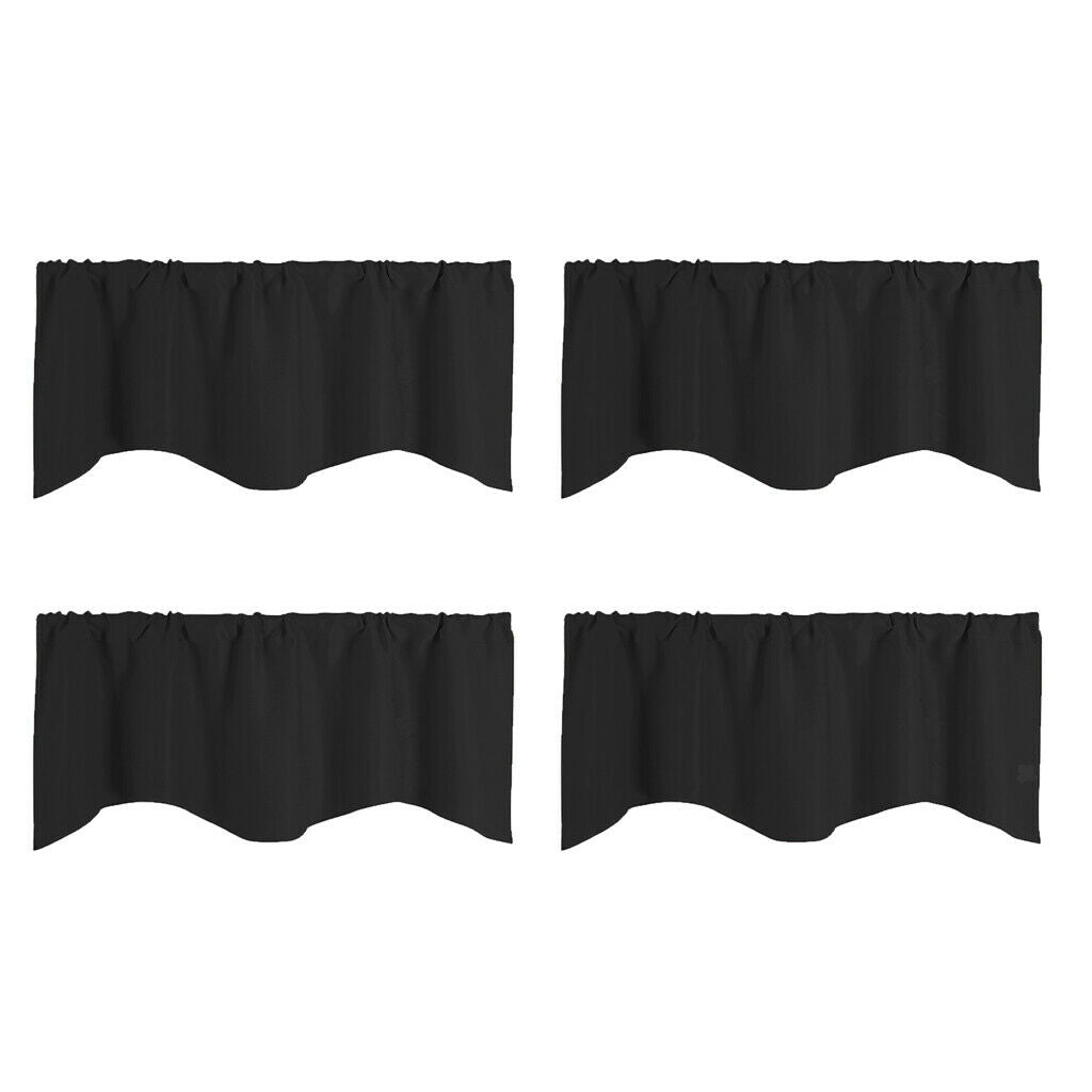 4 Pieces Black Short Curtains Small Window Valances 52x18inch for Kitchen