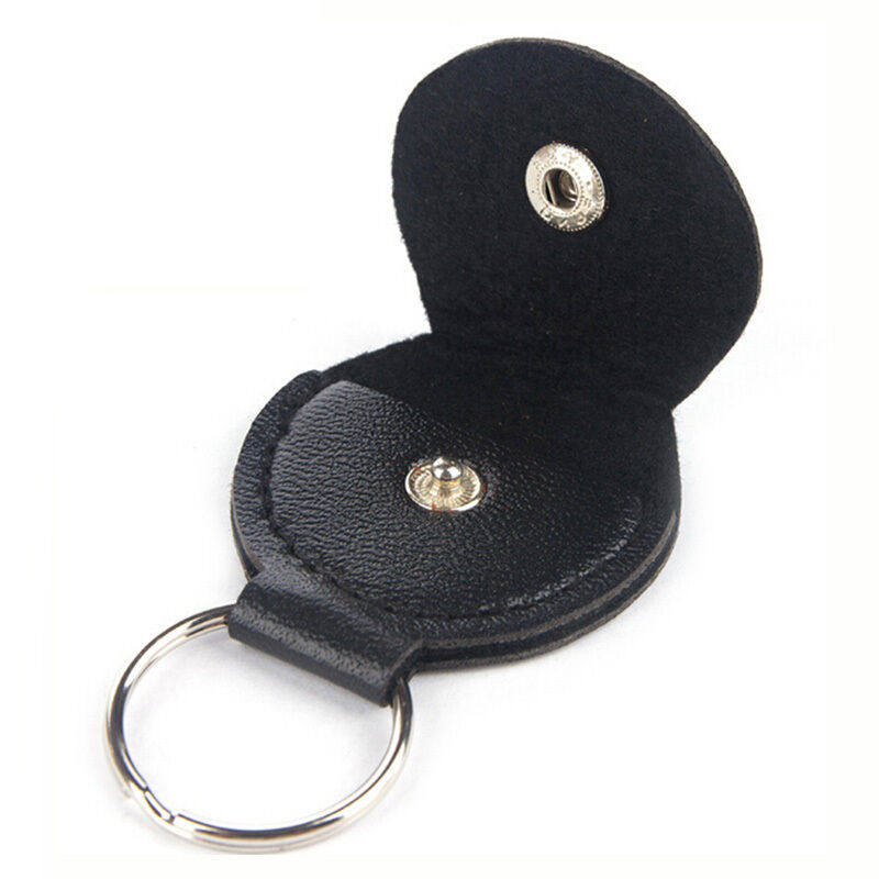 New Guitar Picks Holder Case Keychain Black Leather Plectrum Case Bag 1X G.l8