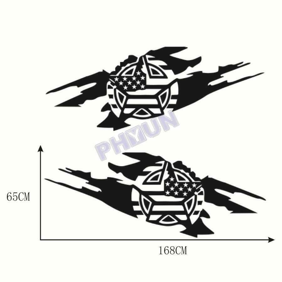 168X65cm Car Truck Stickers Decals Black Military Star Look Waterproof Universal