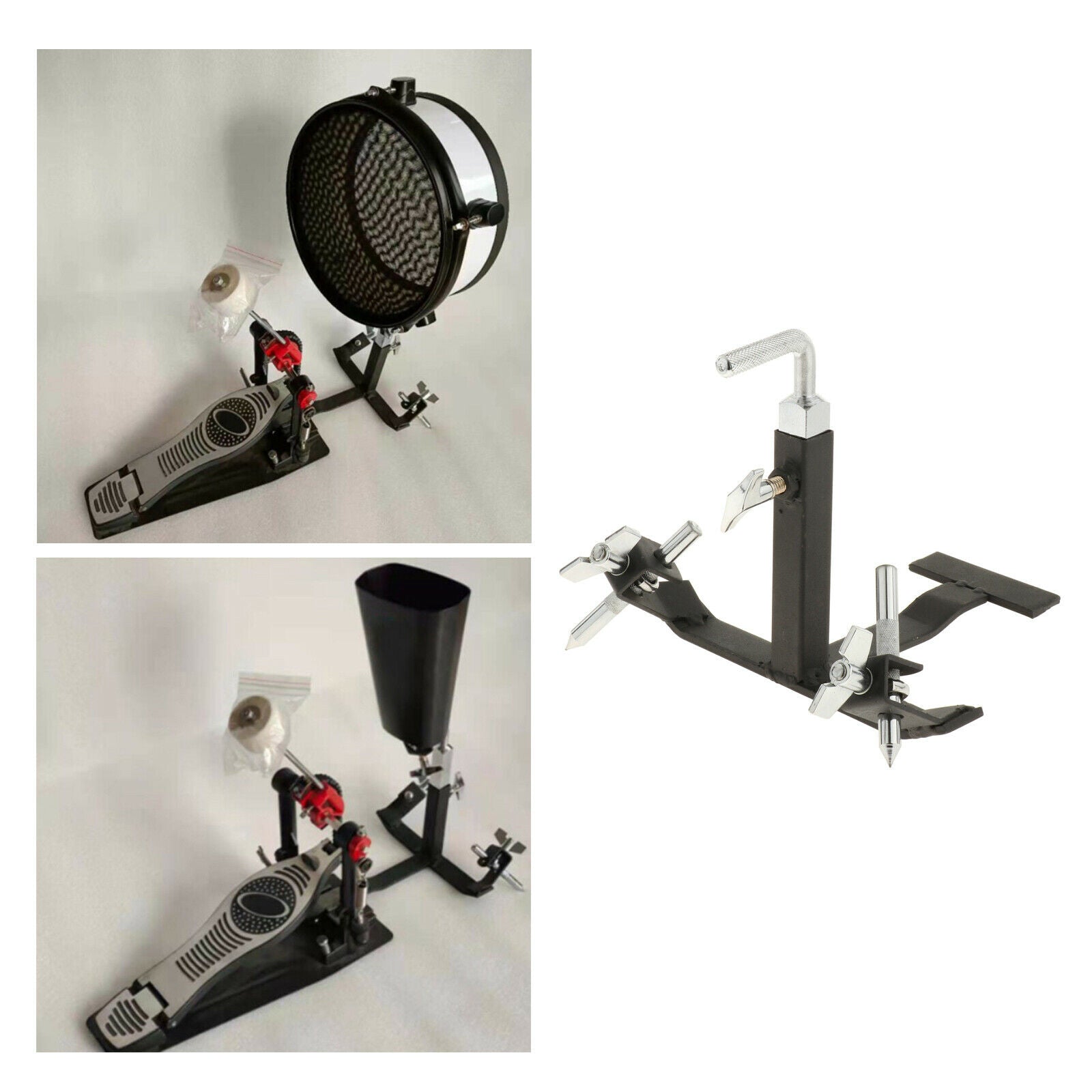Pedal Cowbell Bracket Attach Percussion for Practice Room Drum Kit