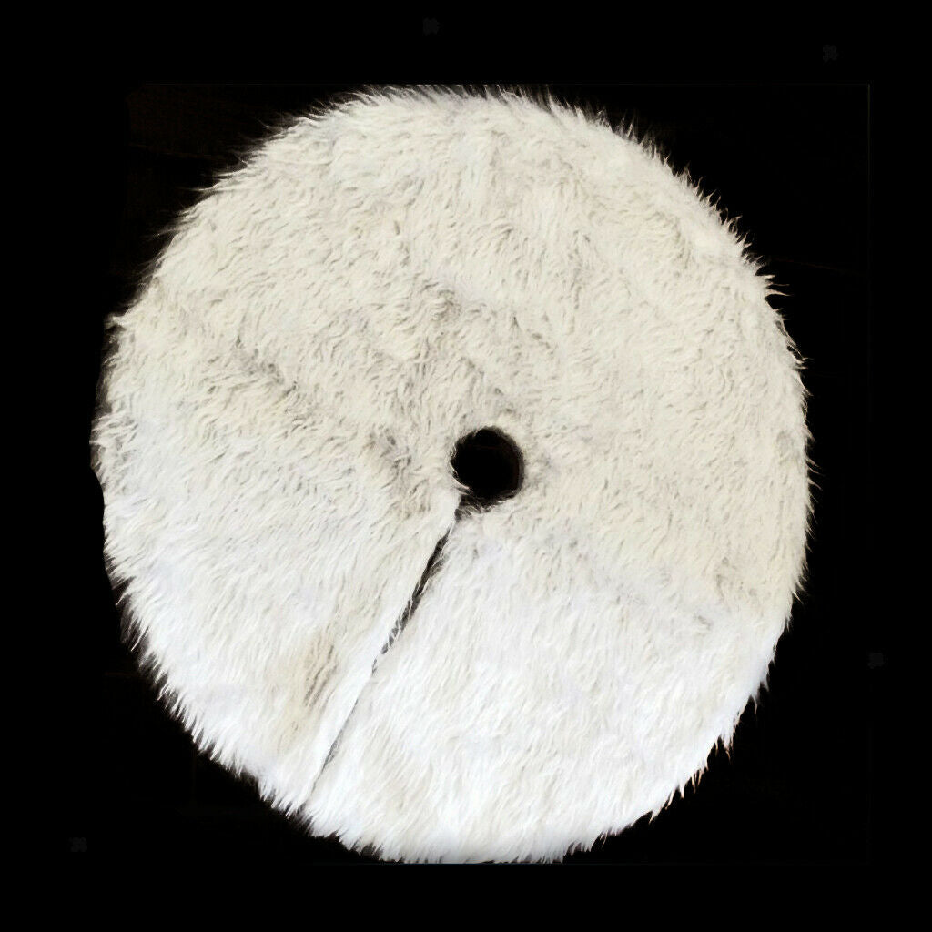 White Plush Christmas Tree Skirt Faux Fur Carpet   Tree Decorations 90cm