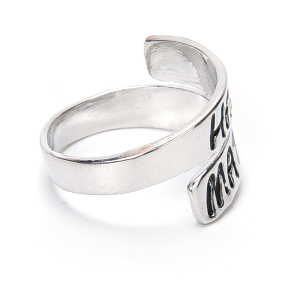 1 Pc Fashion Women Punk Heart Letter "Hakuan Matata" Open Twist Finger Rin.l8