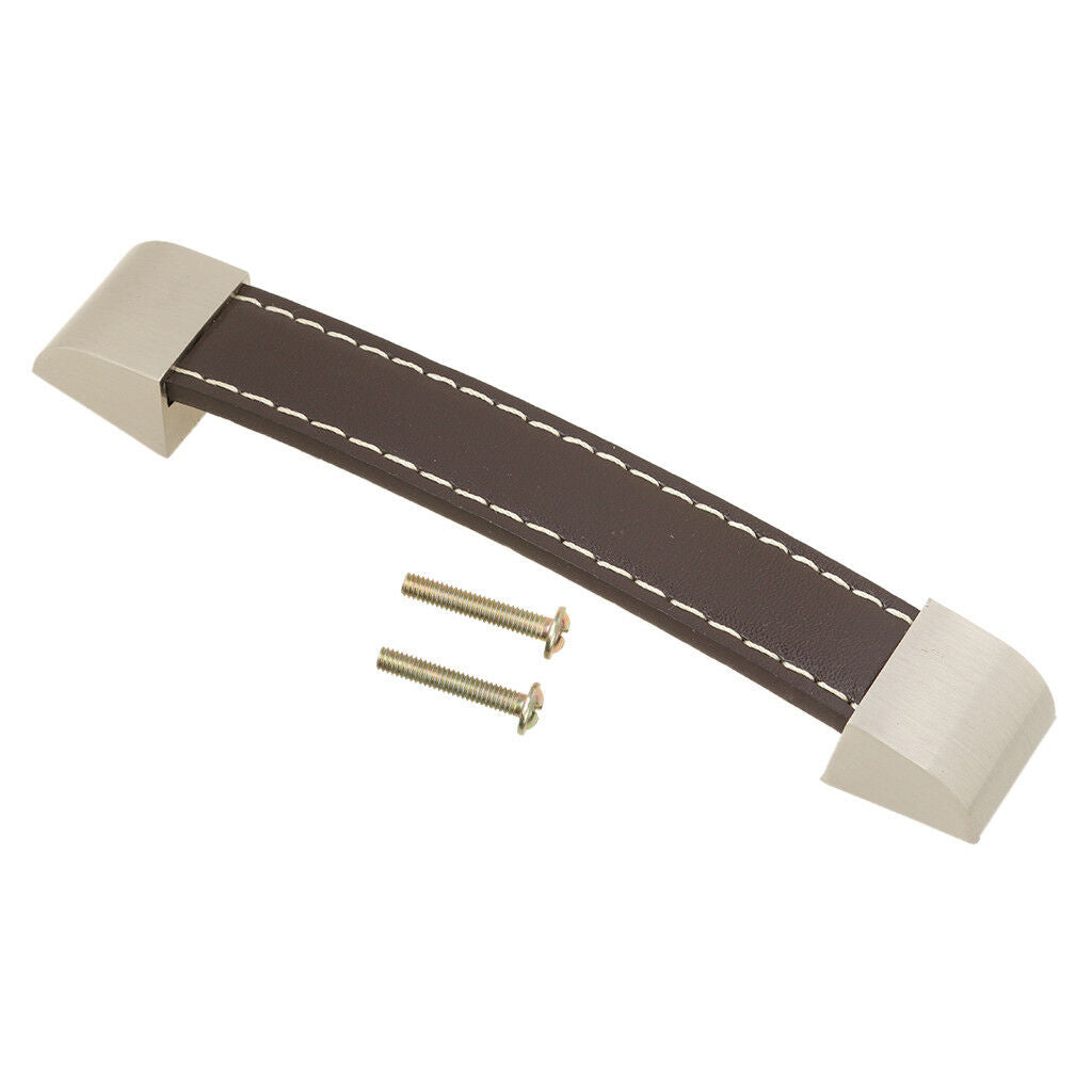 128mm Leather Furniture Door Suitcase Bag Drawer Cabinet Pull Handles -Brown