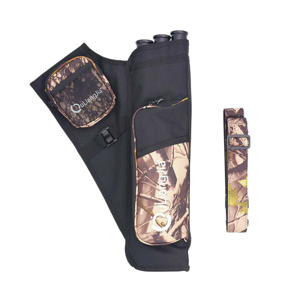 Three-Tubes Archery Arrow Hip Quiver Holder Adjustable Belt Bag Pouch Camo