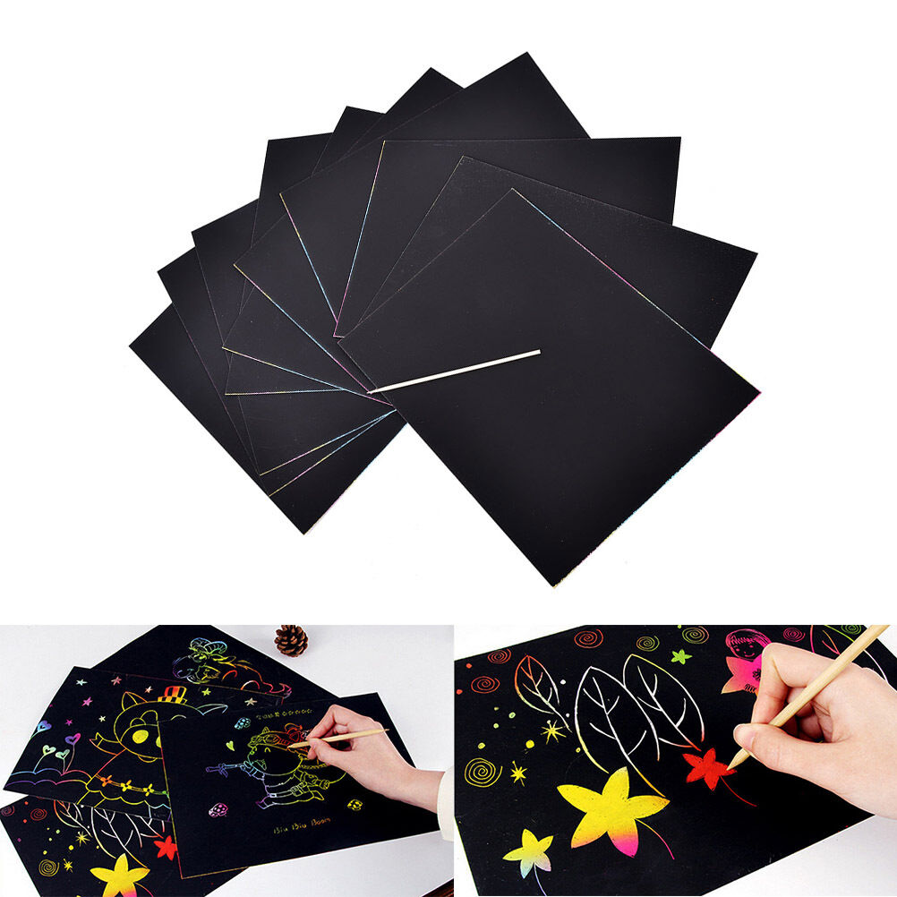 10Sheets Rainbow Colourful Stencil Art Craft Engraving Paper With Pe.l8