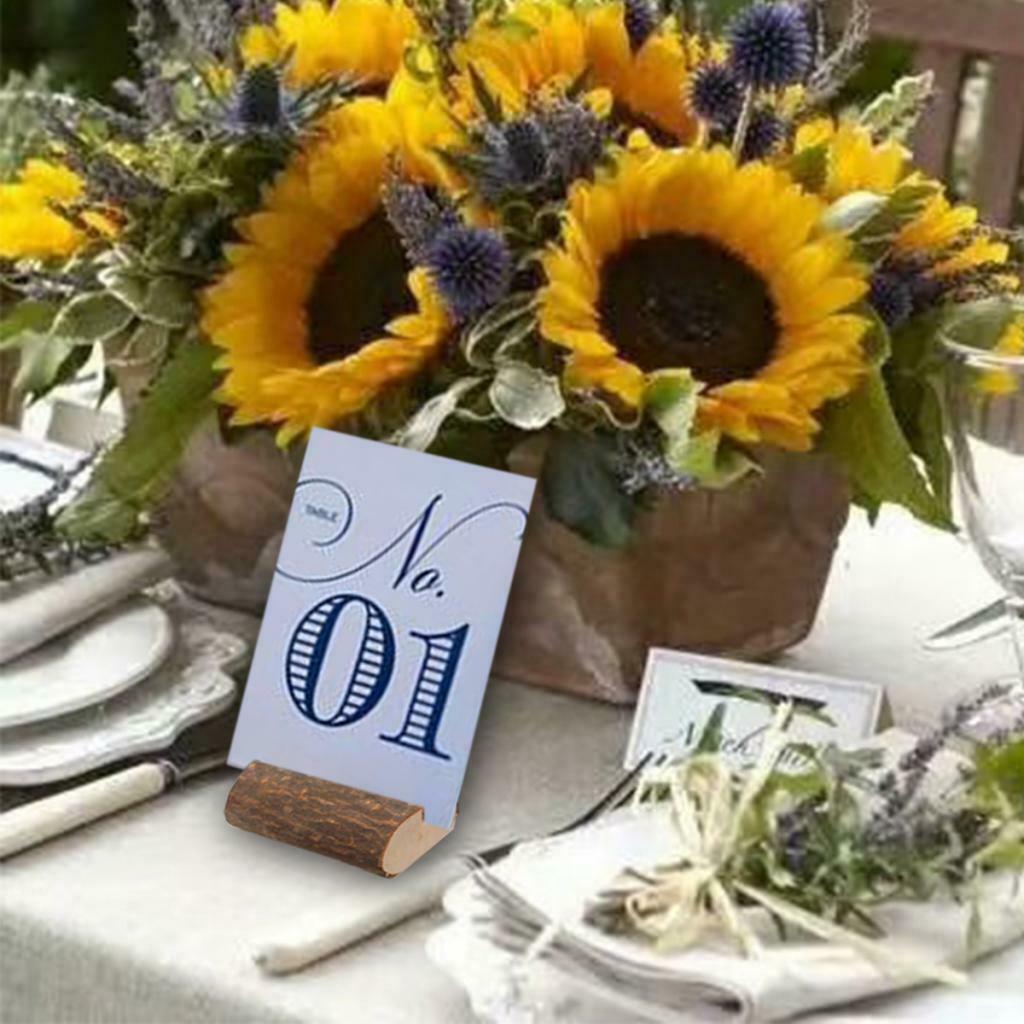 Rustic Wooden Table Numbers Holder 50 Pack - Memo Note Clip Place Photo Picture