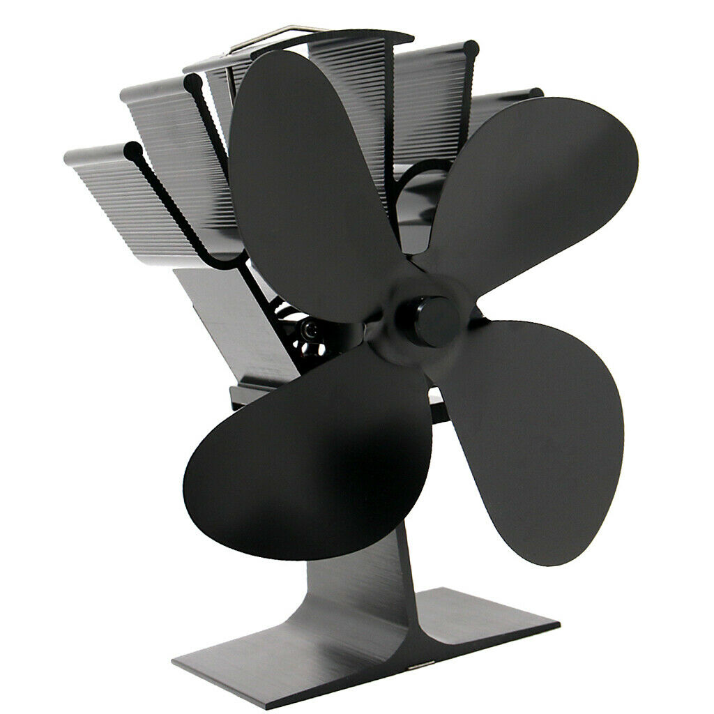 Heat Powered Stove Fan for Wood/Log Burner/Fireplace Black