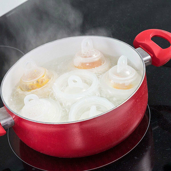 Set Of 6 Cooker To Eggs Drives Without Shell Silicone +1 Splitter New