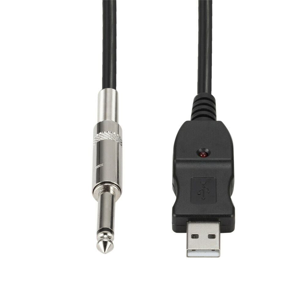 3 Meters Electric Guitar Bass Cable 6.35mm to USB Interface Link PC Audio Cable