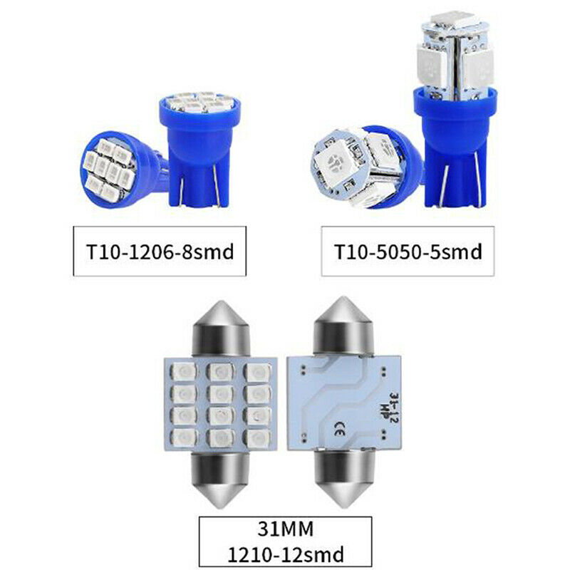 13x Blue Car LED Lights Interior Package Kit for Dome License Plate Lamp .l8