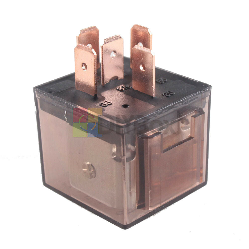 DC 12V 80A AMP 1NO 1NC SPDT 5 Pins Green Indicator Light Truck Car Relay