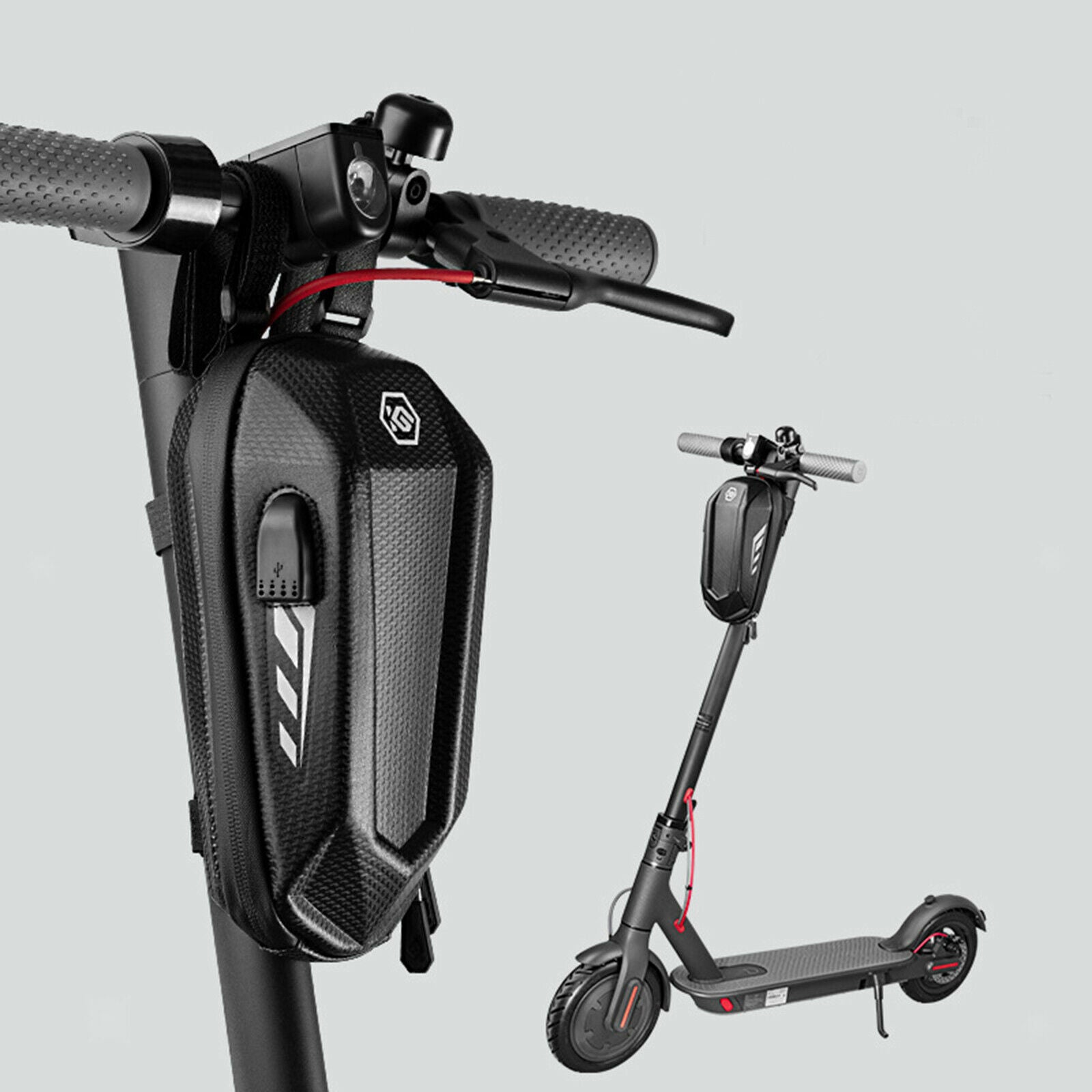 Waterproof Kick Scooter Head Handle Bag MTB Hard Case Charger Storage Pouch