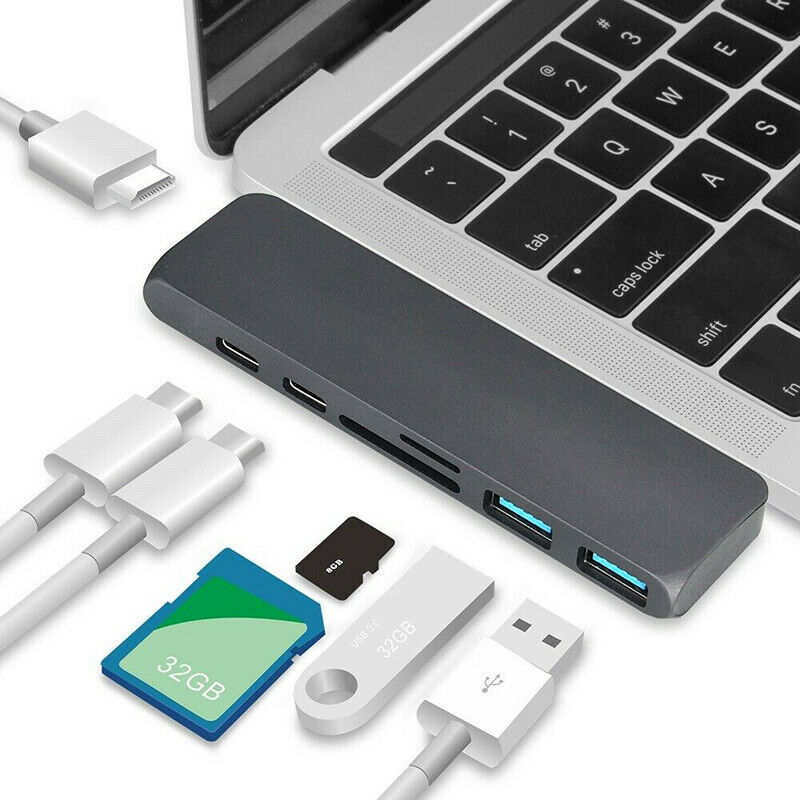 for iPad Pro 7 in 1 Type-C to 3.5mm USB-C Earphone Jack HDMI PD Hub Adapter