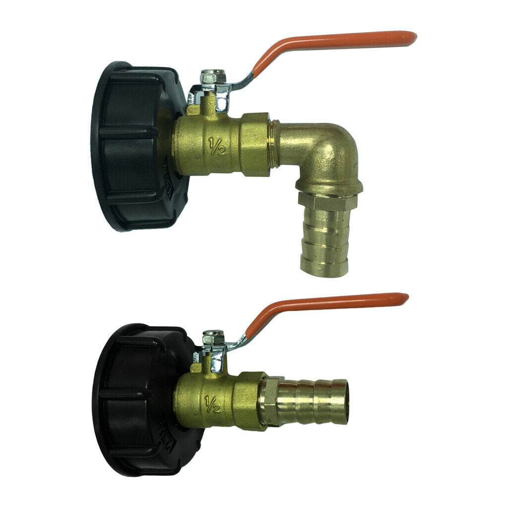 Set of 2, Ton Barrel Tap Adapter w/ Straight & 90 Degree 19mm OD Valve