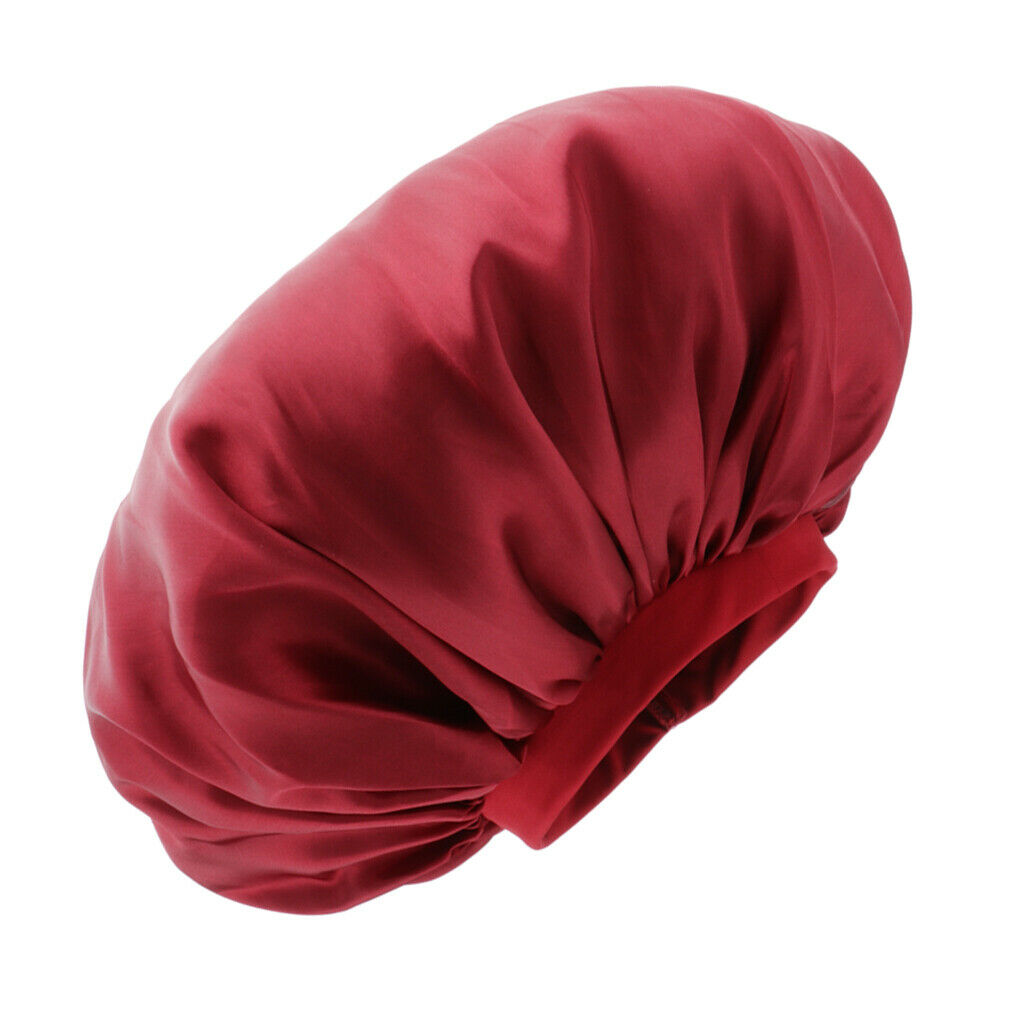 Breathable Satin Silk Bonnet Sleep   Large Wide Band Women Night Hat 2pcs