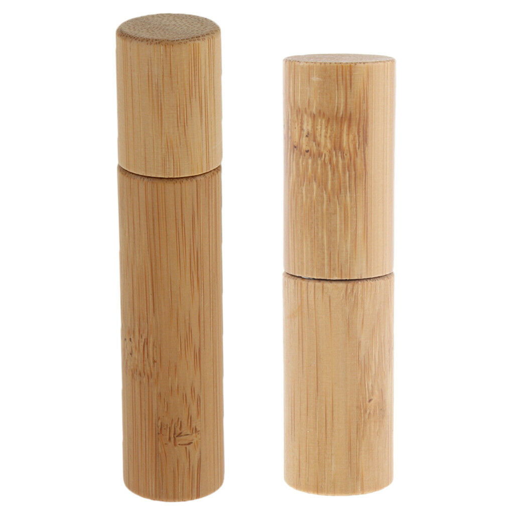 2x 5ml/10ml Natural Bamboo Empty Essential Oil Roller Bottles Container