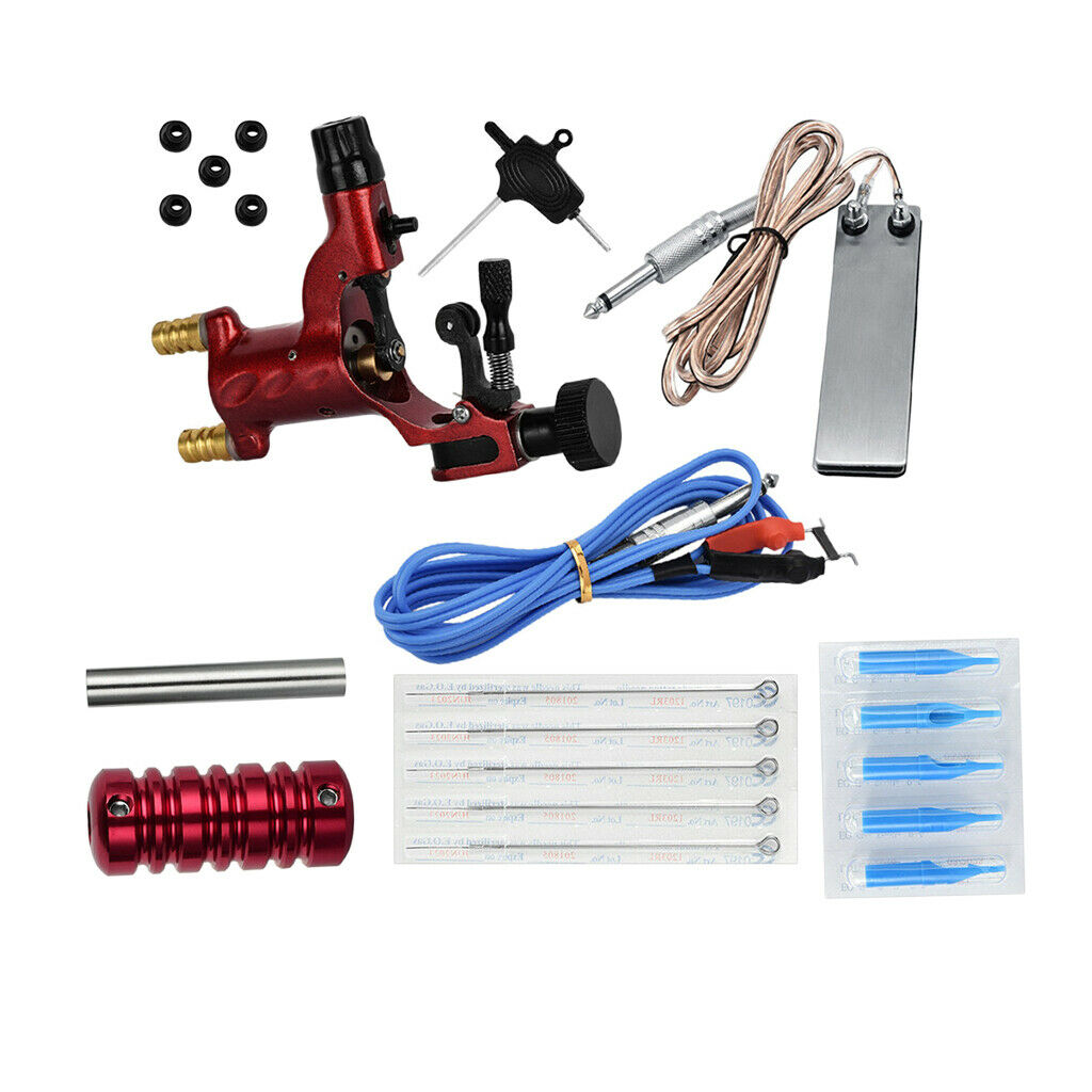 Beginner Complete Tattoo Kit Professional Machine Rotary Tool Set Gun Red