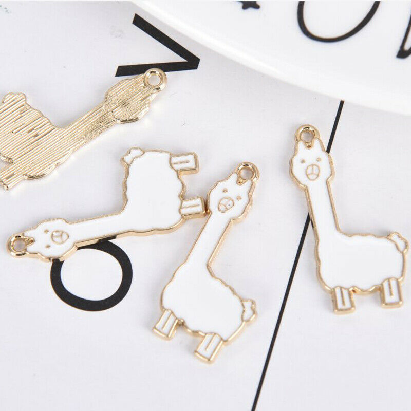 10Pcs/Set Enamel Alloy Alpaca Sheep Charms Pendant Jewelry DIY Making Cra.l8