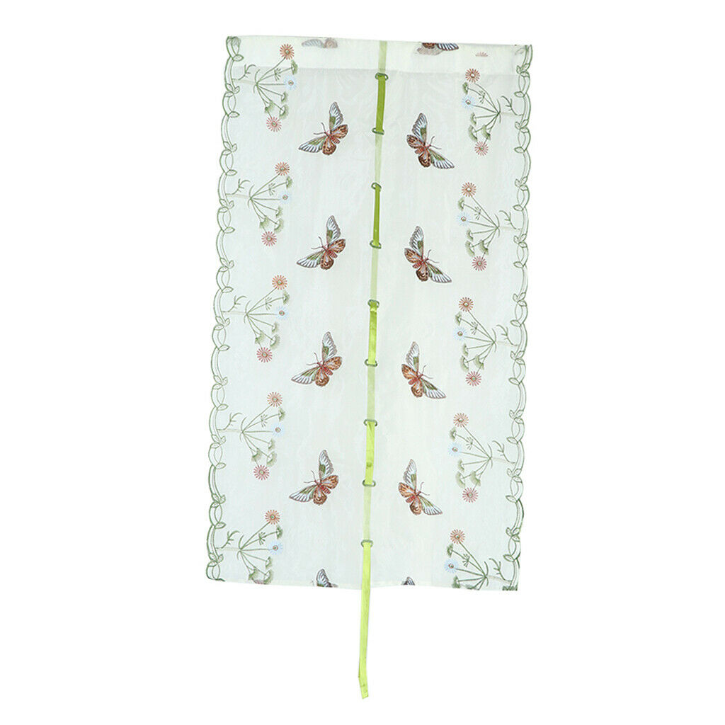 Butterfly Embroidered Roman Curtain Tulle Curtains for Living Room  White