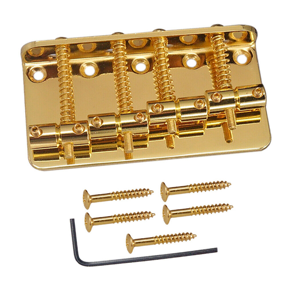 Zinc Alloy 4 String Bass Hardtail Bridge Assembly for Electric Bass Replacement