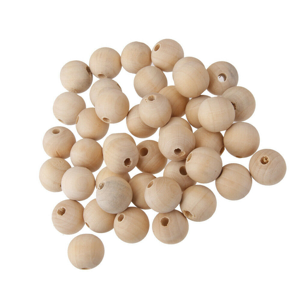 100pcs Unfinished Wood Beads Round Spacer Balls For Necklace Chain 18mm 20mm