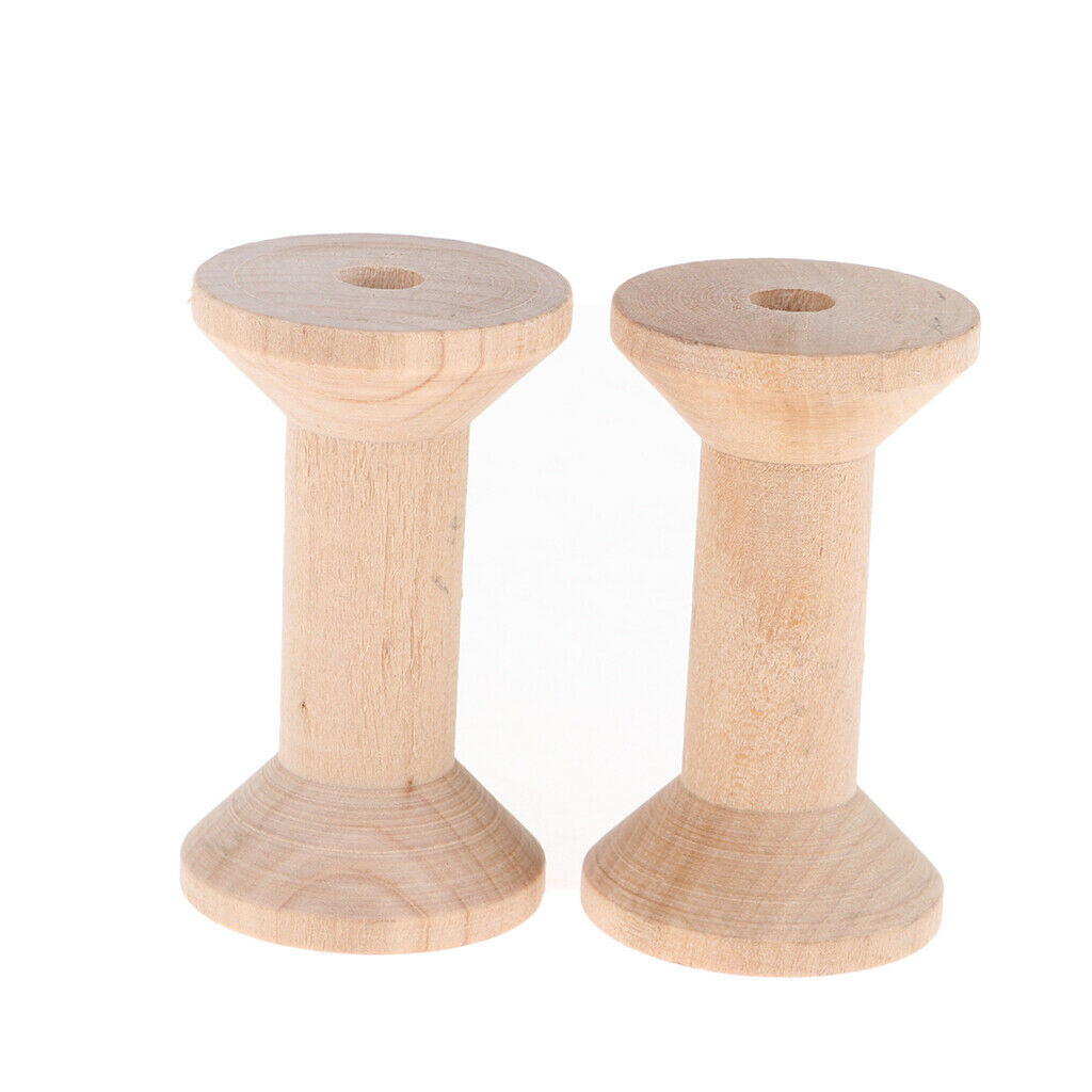 20x Wooden Empty Thread Spool Reel Bobbin Sewing Tool Natural Color 3.5x6cm