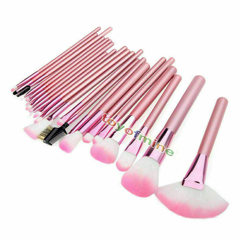 Premium Cosmetic Brush Set 22PCS Professional Makeup Kit + Pink Leather Case