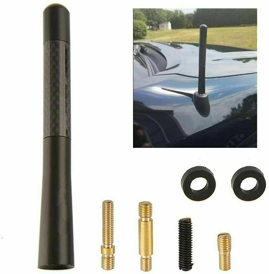 4.7" Car Carbon Fiber Aluminum Screw Radio Black Short Antenna Aerial Universal