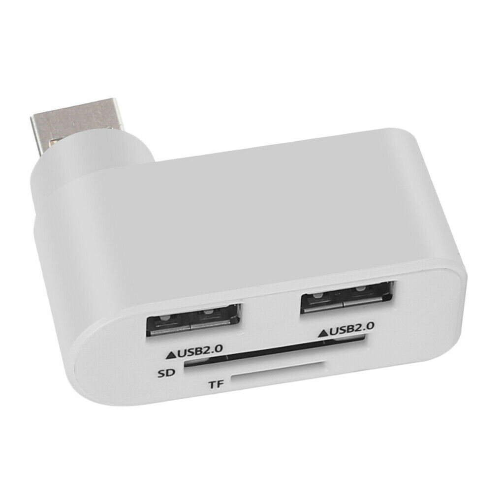 2 Port USB 2.0 Rotate 360 Splitter Adapter Hub For PC Notebook Laptop White