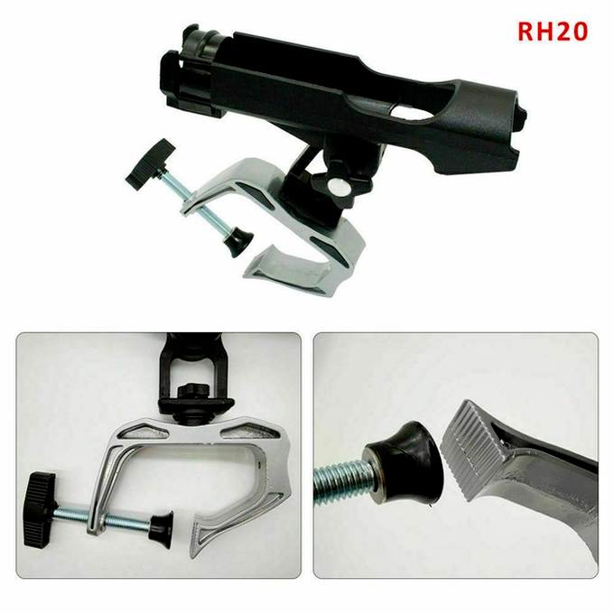 Black Adjustable Boat Fishing Rod Holder Pole Kit For Racks Folding Bracket 360°