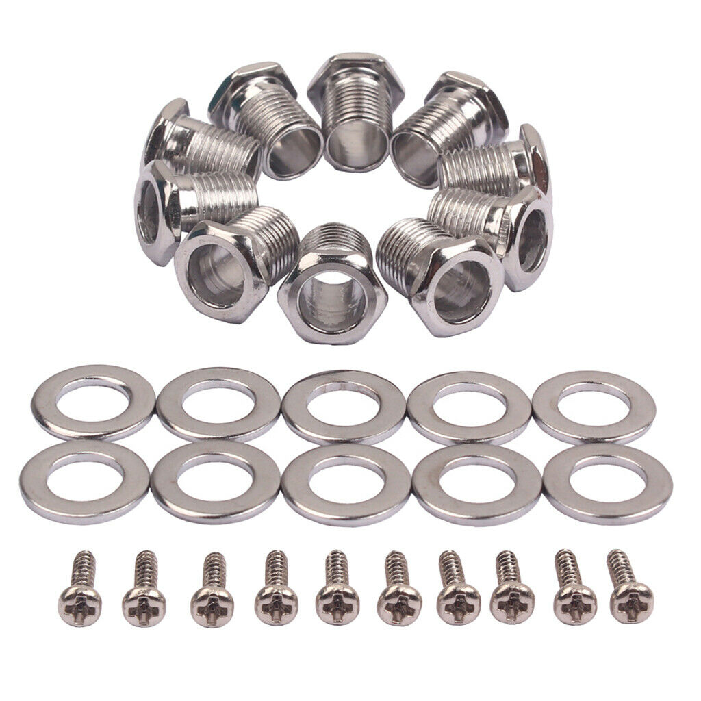 10x Guitar Part Tuning Peg Tuner Machine Heads Hex Threaded Bushing Ferrules