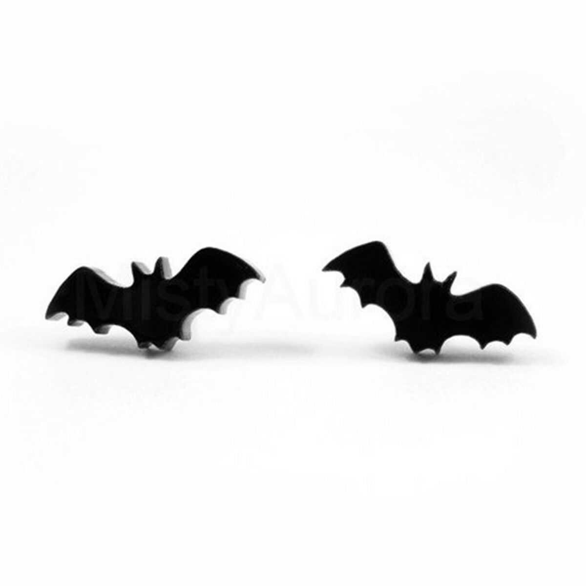 Tiny Black Bat Ear Studs Batman Earrings Halloween Gift Creepy Novelty Jewelry