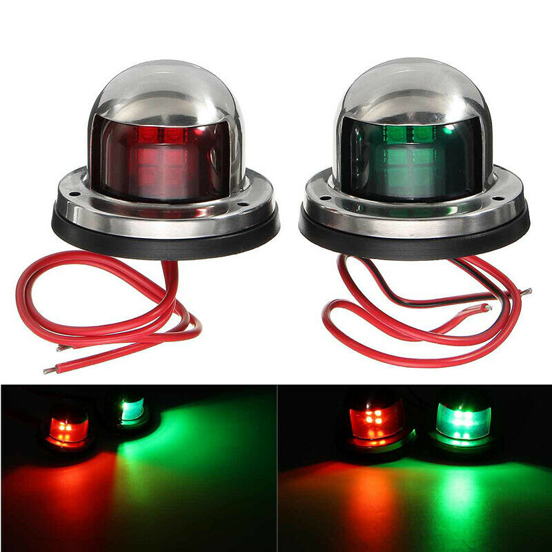 2X LED Bow Navigation Light Red Green Sailing Signal Light for Marine Boat_e Tt