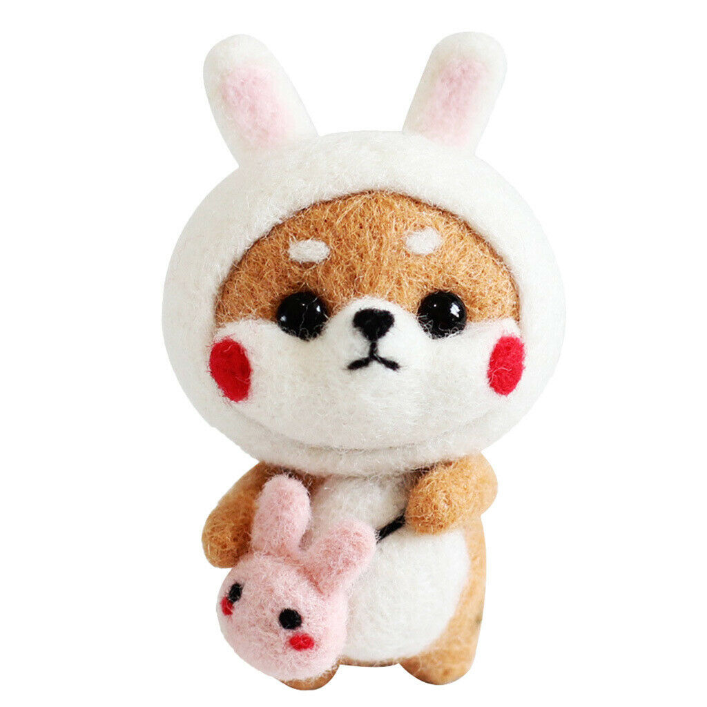 4 Sets Cute Shiba Inu Needle Felting Kits Tutorials Roving Needlecraft Home