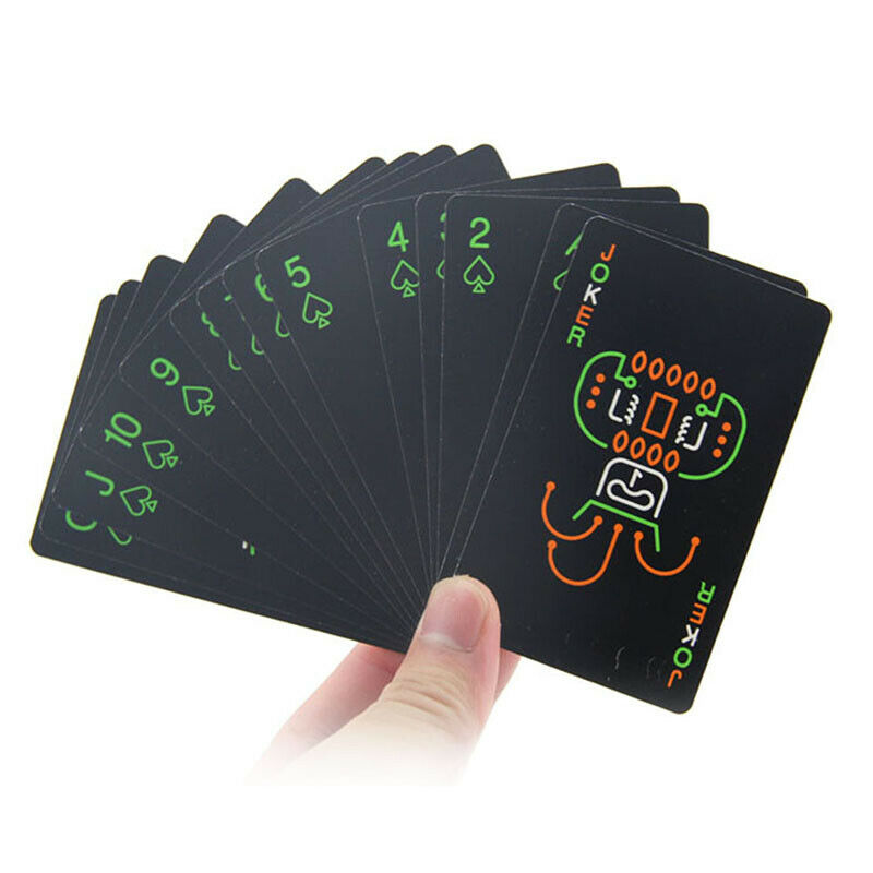 1 Set Black Luminous Playing Cards Glow In The Dark Bar K.l8