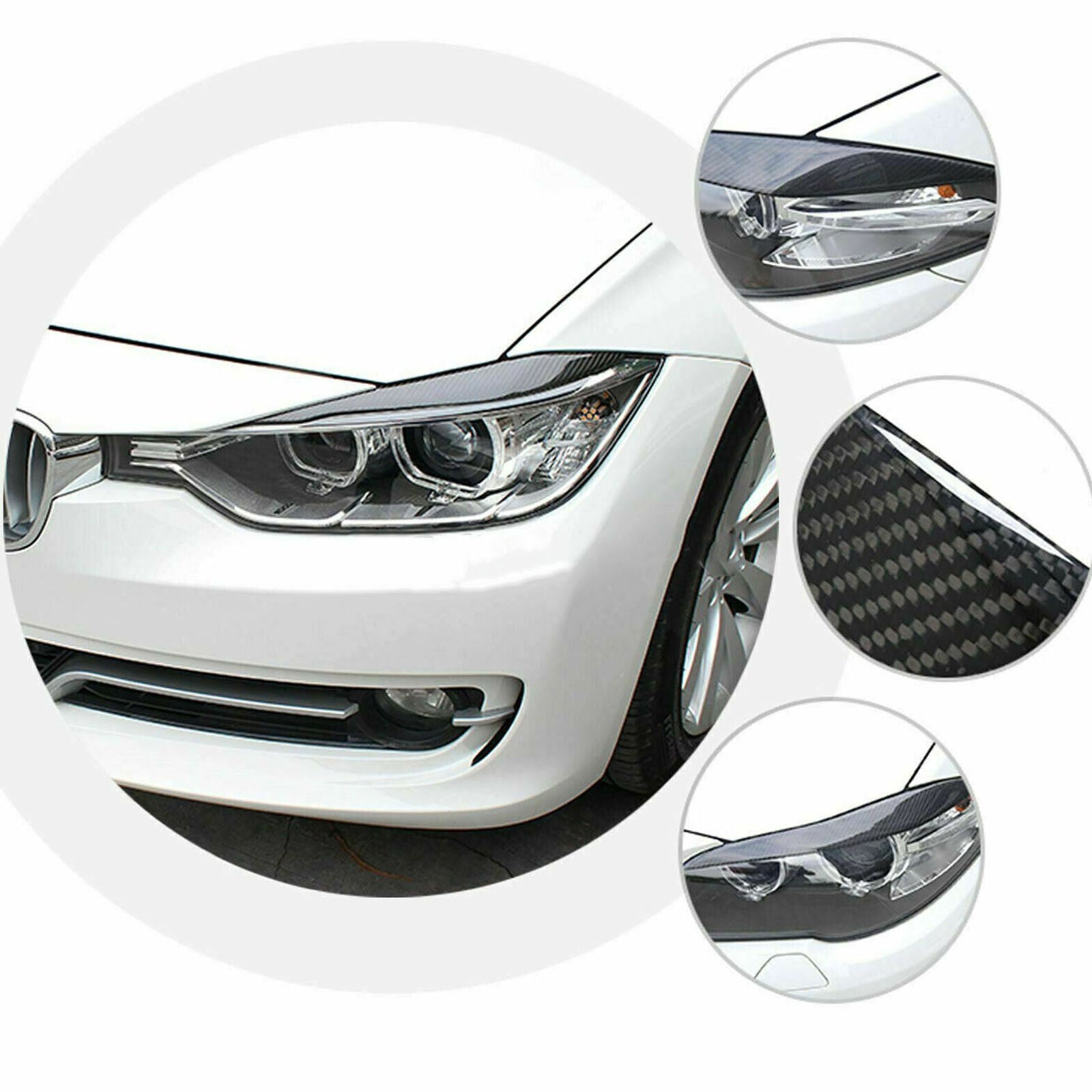 Carbon Fiber Headlight Eyebrow Eyelid Cover for BMW 3 13-17 F30 320i 325i