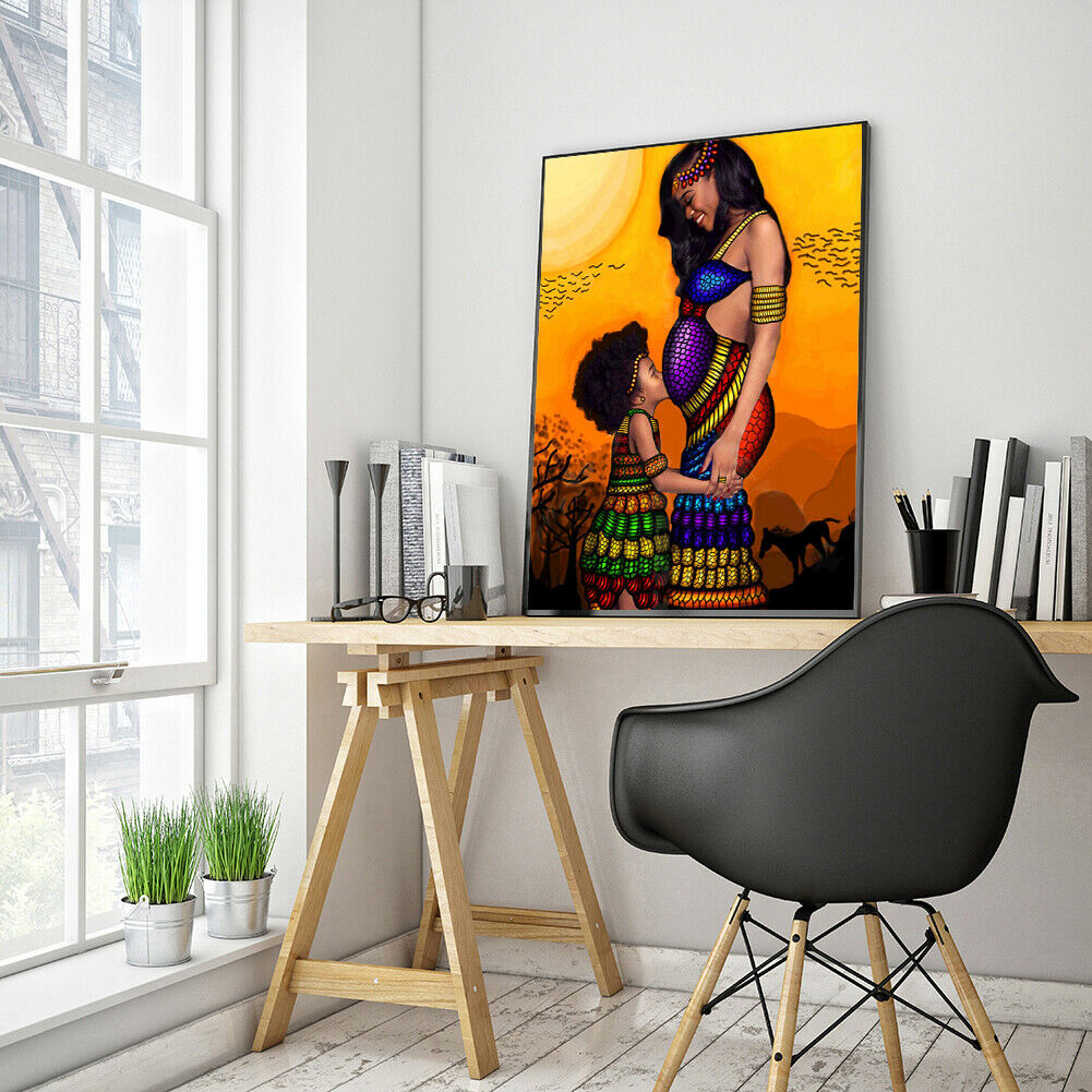 Mother and Daughter 5D DIY Full Round Drill Diamond Painting Cross Stitch @