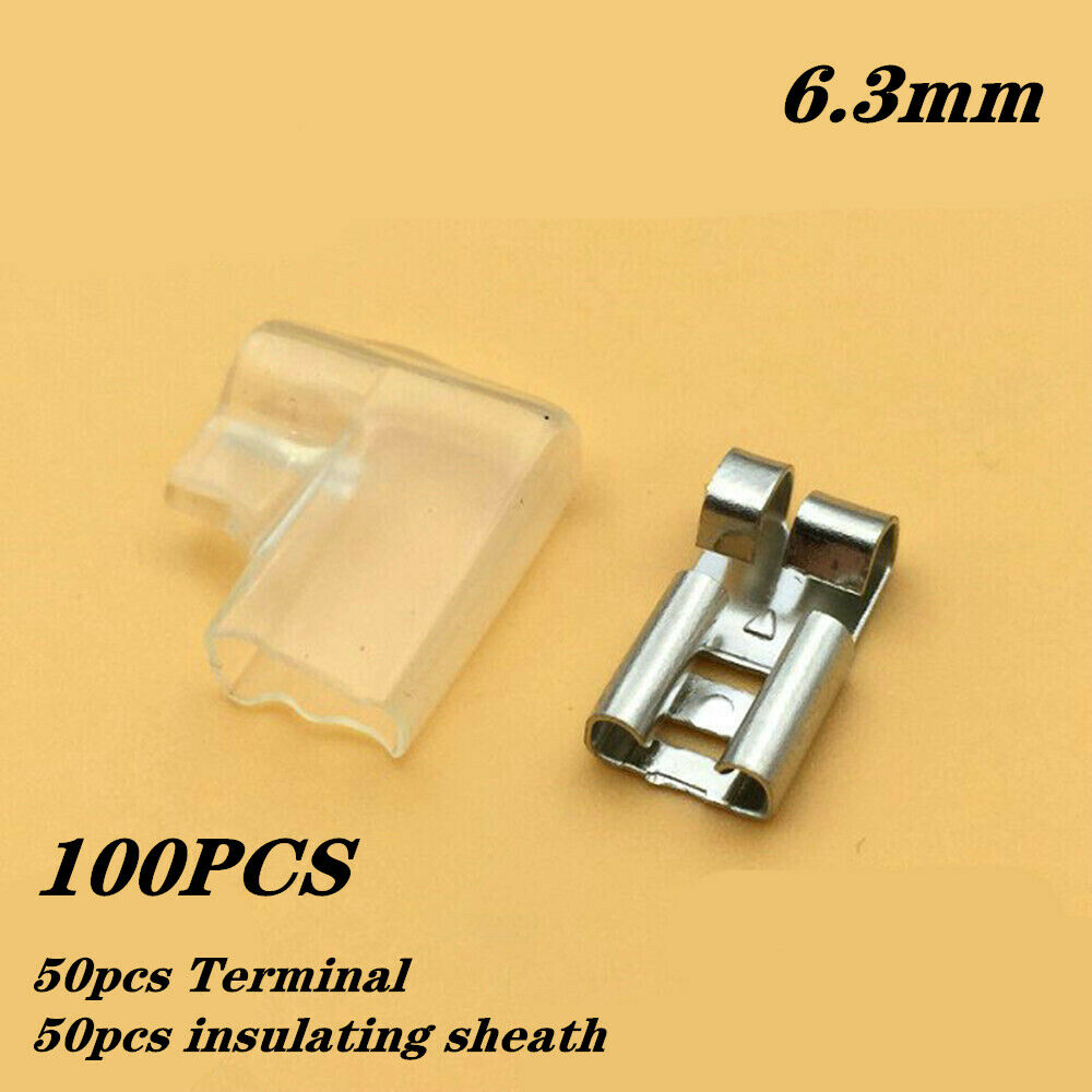50Sets 6.3mm Chicken claws Female Flag Crimp Spade Terminal lock Connector+ Case