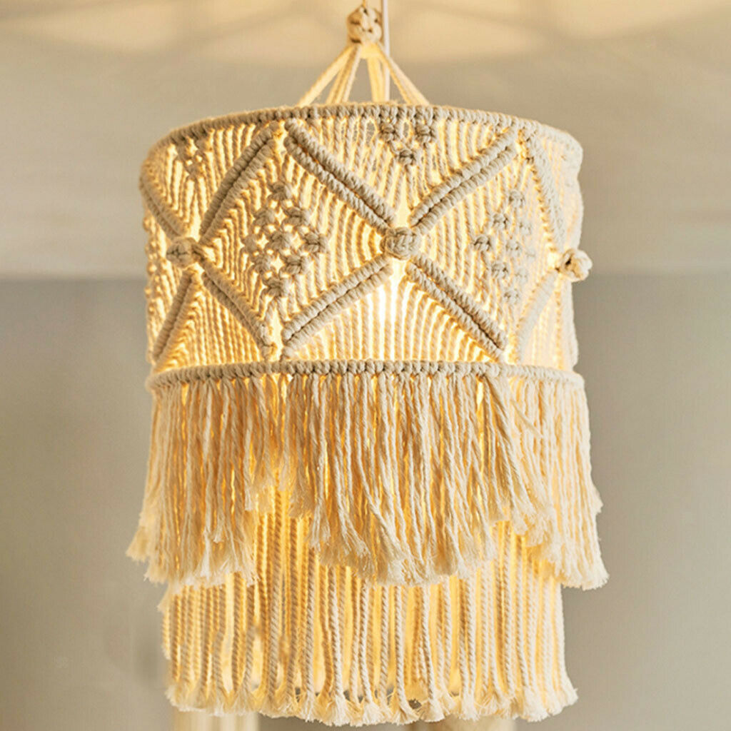 Nordic Woven Lampshade Macrame Tapestry Tassel Boho for Home Room Decors